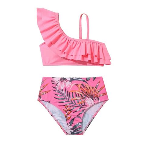 Ajziojiro Girls Two Piece Swimsuit Bikini Set Sport Quick Dry Bathing Suit Teen Girls Swimwear