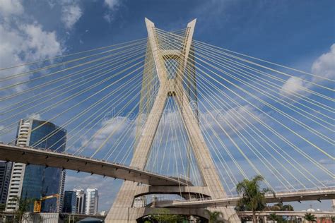 Estaiada Bridge Sao Paulo Sunset Editorial Stock Image Image Of Cable