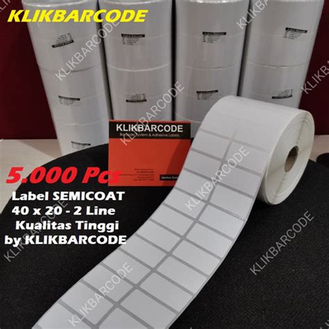 Jual LABEL BARCODE 40 X 20 2 LINE KERTAS STICKER SEMICOAT 40x20