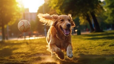 Premium AI Image | In this photo a happy and energetic dog is seen running in a green park with ...