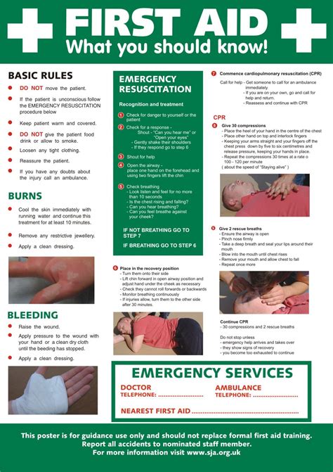 Free Printable First Aid Guidance Leaflet Printable Templates