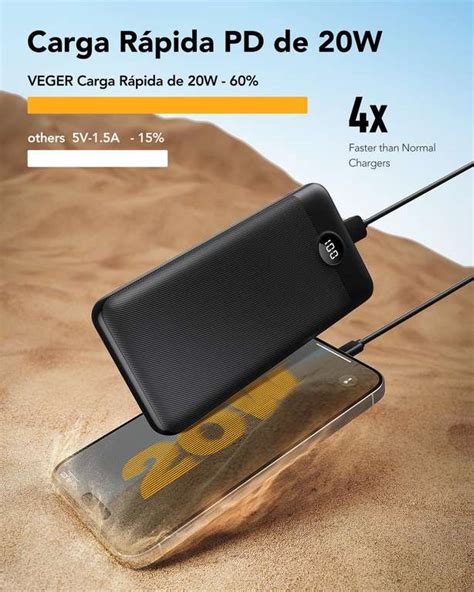 VEGER Bateria Externa Carga Rapida Power Bank 27000mAh Chollometro