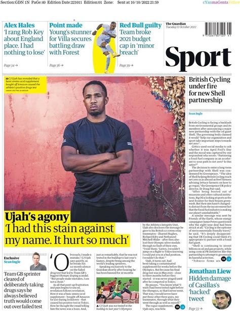 Capa Jornal Guardian Sport 11 Outubro 2022 Capasjornaispt