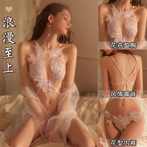 Bebinca High Quality Sexy Lingerie See Through Petal One Piece Three