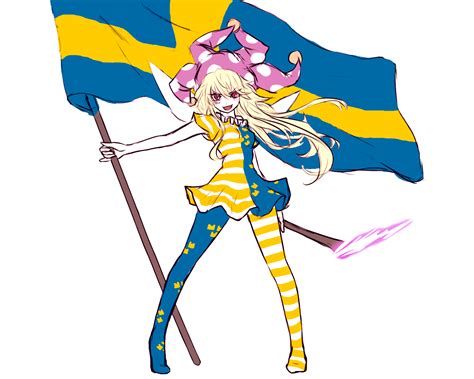 Anime Girl Holding Flag