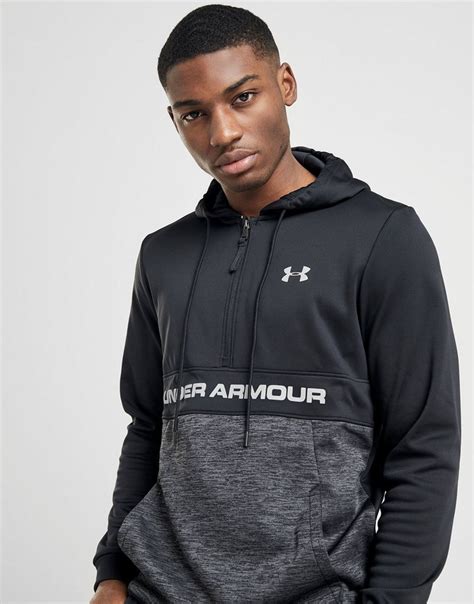 Buy Black Under Armour 1/2 Zip Fleece Hoodie | JD Sports | JD Sports ...