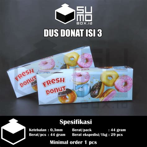 Jual Dus Box Donat Motif Isi 3 Kemasan Kotak Tempat Donut Ukuran