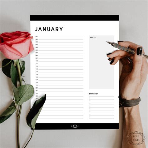 Printable A4 Year Planner, Fillable PDF, Printable PDF, Perpetual ...