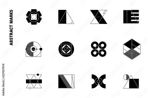 Set Of Retro Futuristic Abstract Sci Fi Icons Vector Logo Templates