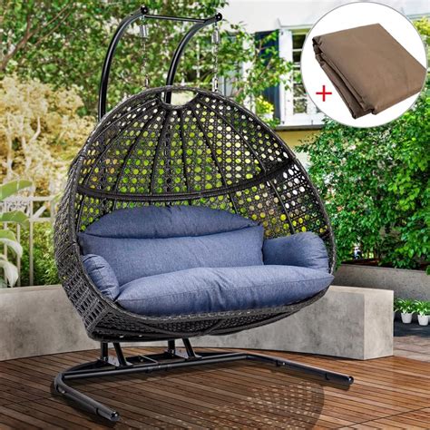 2 Person Swing Chair With Stand X Large Wicker Rattan