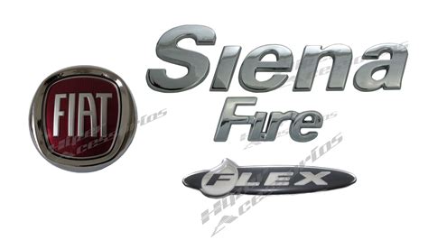 Emblemas Siena Fire Fiat Traseiro 9 5 Cm Vermelho E Adesivo Flex