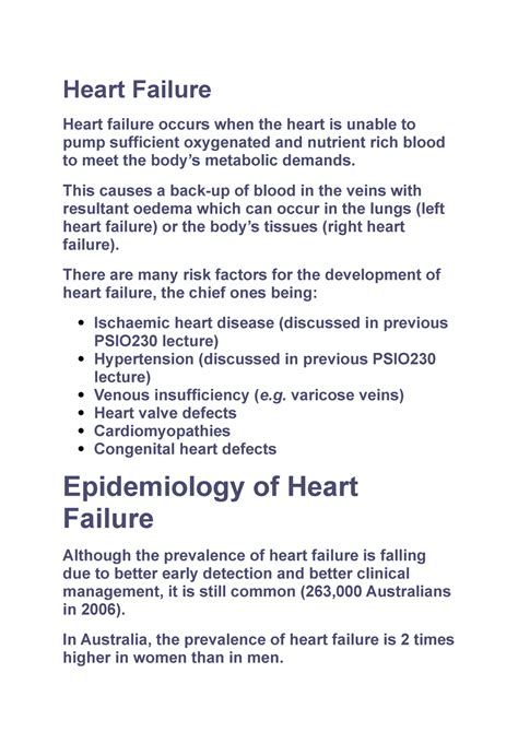 Heart Failure Lecture Notes 1 Heart Failure Heart Failure Occurs