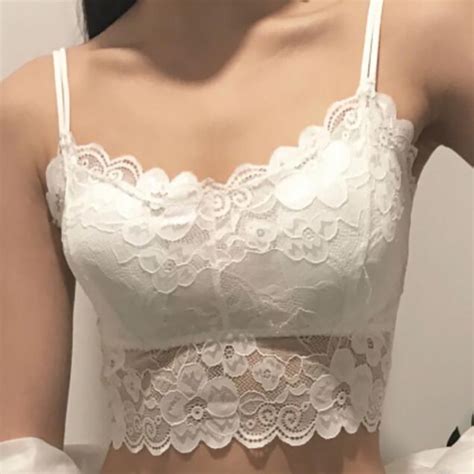 2019 Sexy Women Lace Tops V Neck Lace Floral Hollow Vest Bra Blouses Tank Tops Crop Top