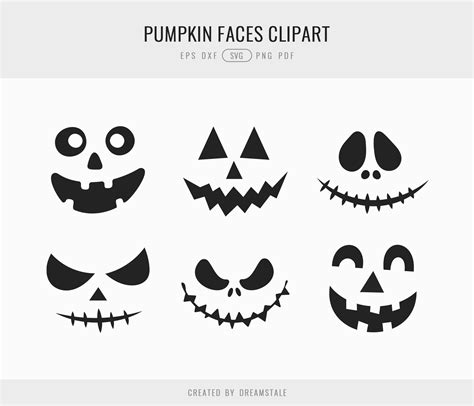 Halloween Pumpkin Faces SVG Clipart - Dreamstale