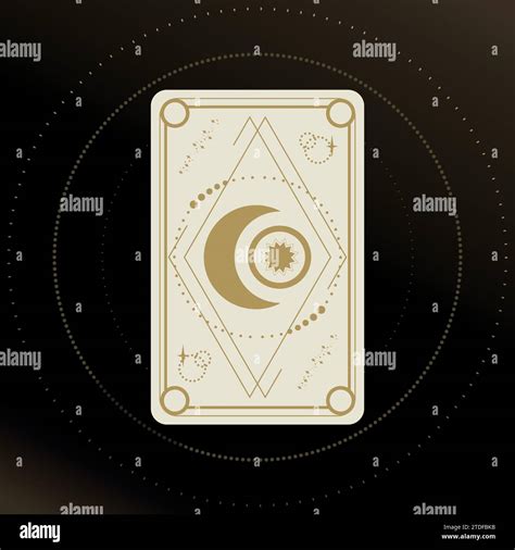 Gold And White Tarot Card With A Crescent And Star Decorated With