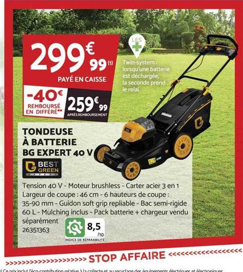 Promo Tondeuse à Batterie Bg Expert 40v Best Green chez Bricomarche