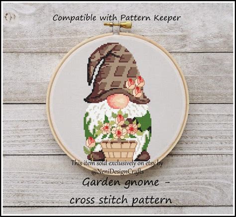 Garden Gnome Cross Stitch Pattern Cute Gnome Cross Stitch Etsy