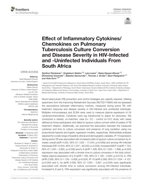 Pdf Effect Of Inflammatory Cytokines Chemokines On Pulmonary