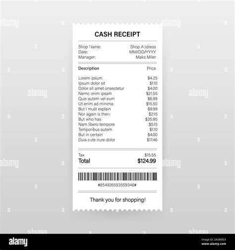 Receipts Vector Illustration Of Realistic Payment Paper Bills For Cash