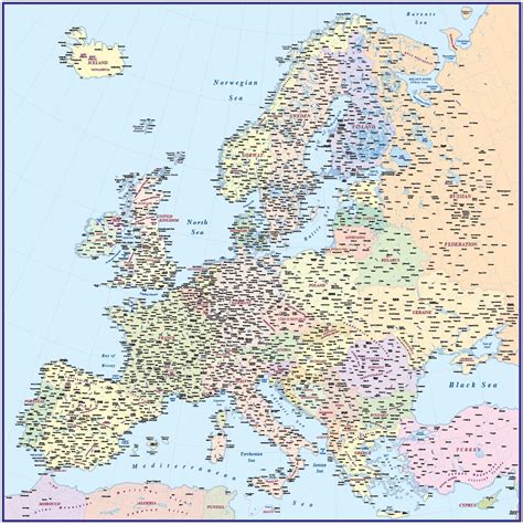 Vector Europe map, Political Illustrator and PDF formats @4,000,000 scale