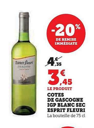 Promo Côtes De Gascogne Igp Blanc Sec Esprit Fleuri chez Hyper U