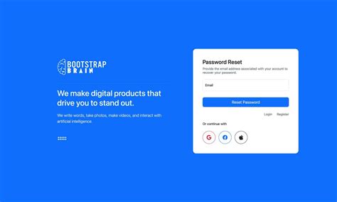 Bootstrap Free Password Reset Form Example Bootstrapbrain