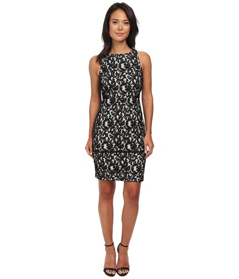 Calvin Klein Lace Sheath Dress In Black Black Cream Lyst