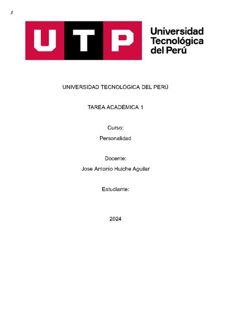 Ta1 Personalidad L Universidad TecnolÓgica Del PerÚ Tarea AcadÉmica