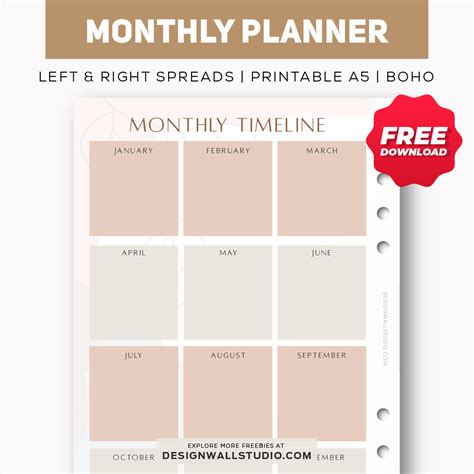 Monthly Planner Printable Insert A5 Free Pdf Download Two Page