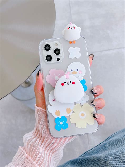 Cartoon Graphic Phone Case With Stand Out Phone Grip