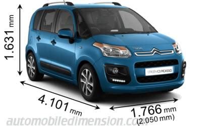 Dimensions of Citroën cars showing length, width and height