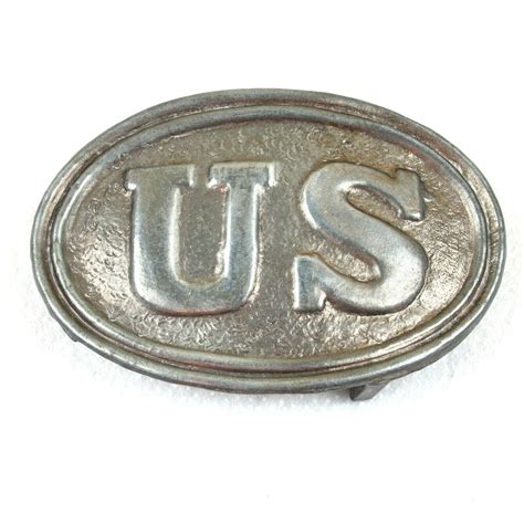 Vintage Civil War Union Army Belt Buckle Silvertone M Gem