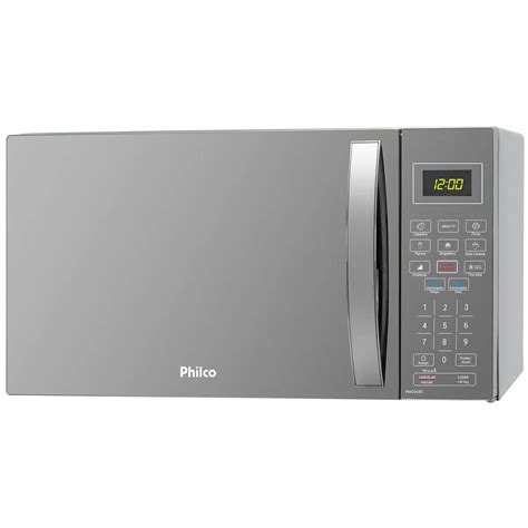 Micro Ondas Philco Pmo Es L Limpa F Cil Prata Porta Espelhada