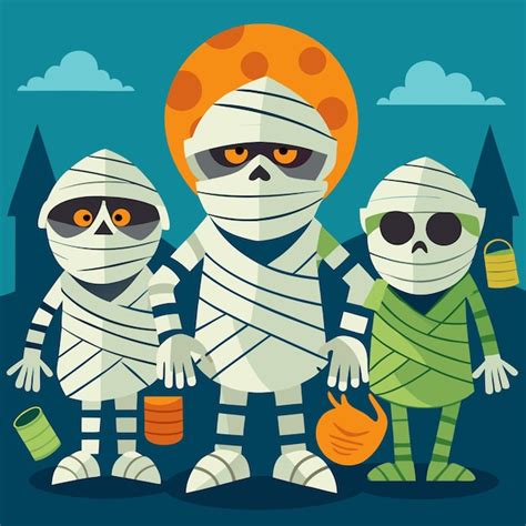 Halloween Mummies Illustration Design Premium Ai Generated Vector