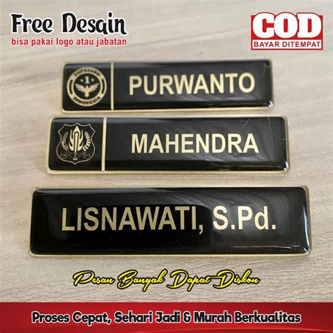 Jual Papan Nama Dada Papan Nama Name Tag Kuningan Peniti Dan Magnet