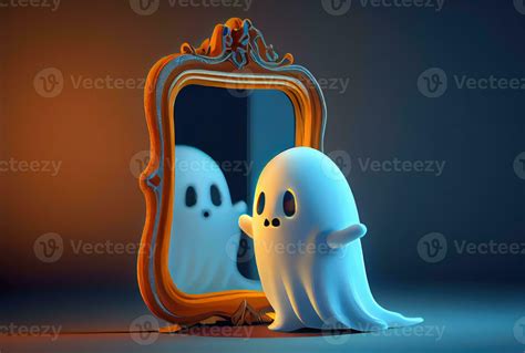 Cute Spooky Fabric Ghost Looking Into The Reflection Mirror In