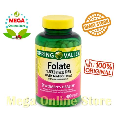 Jual Spring Valley Folate Mcg Dfe Folic Acid Mcg Tablet