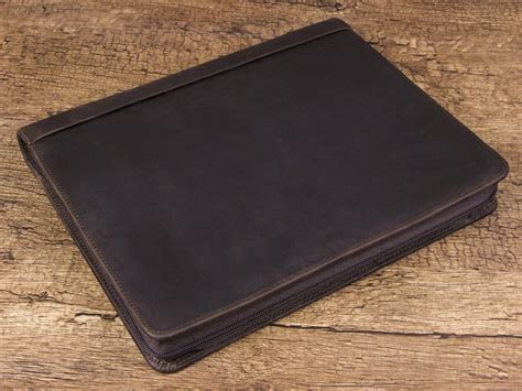 Leather Compendium Personalized Folder Crazy Horse Leather Etsy