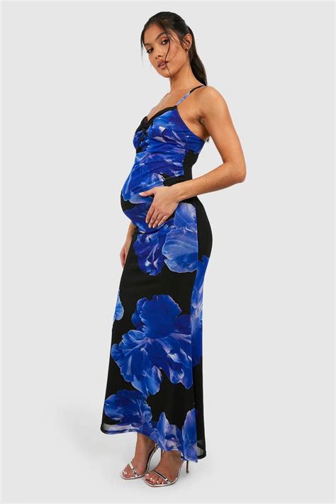 Maternity Floral Mesh Midaxi Dress Boohoo Uk