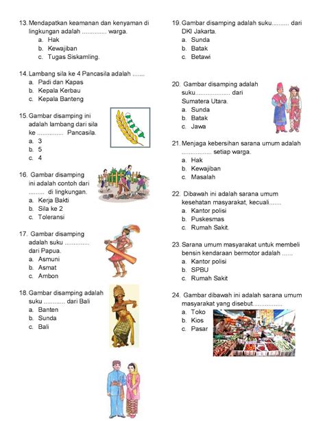 Soal Pkn Kelas Sd Tentang Pancasila