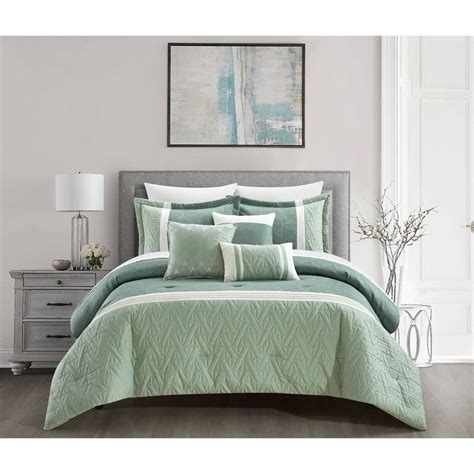 10pc King Macy Bed In A Bag Comforter Set Green Chic Home Design