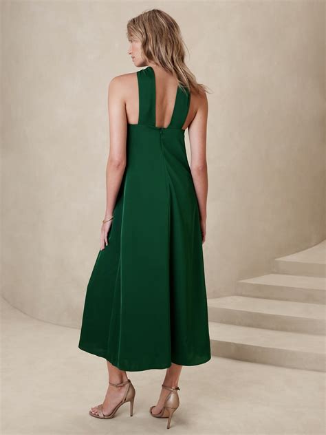 Satin Twist Neck Maxi Dress Banana Republic Factory