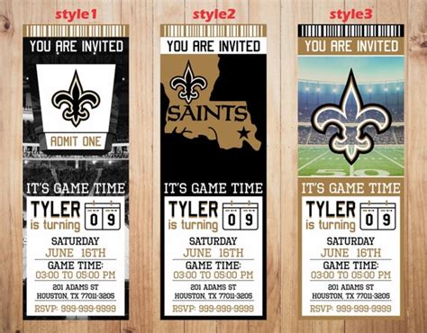 New Orleans Saints Invitation Saints Birthday Invitations Etsy