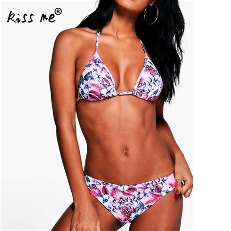 2017 Hot Retro Style Simple Model Brazilian Sexy Flower Printed