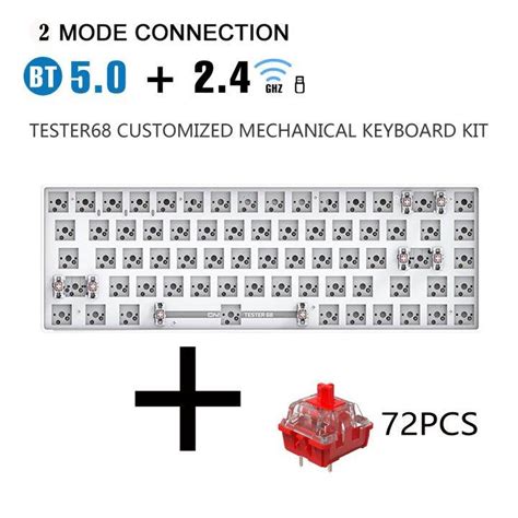 TESTER68 DIY Hot Swap Mechanical Keyboard Kit Wireless Bluetooth 2 4G 2