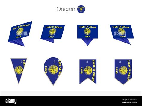 Oregon Us State Flag Collection Eight Versions Of Oregon Vector Flags