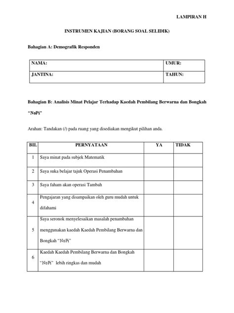 Contoh Borang Soal Selidik Kajian Borang Soal Selidik Geografi Pt3 2017 Nah Contoh Terbaik