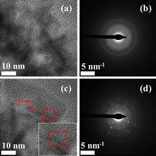 HRTEM Images A C And SAED Patterns Of Different Locations B D Of