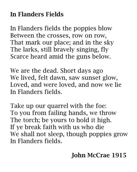 Poem In Flanders Fields Printable