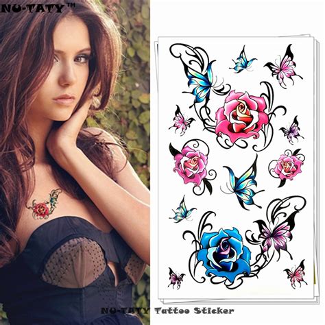 Nu Taty Fluttering Butterflies Rose Temporary Tattoo Body Art Arm Flash